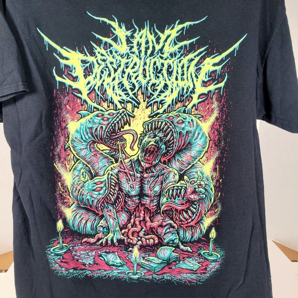 I Am Destruction Worms Violence Devours T Shirt Size: XL Deathcore Metal